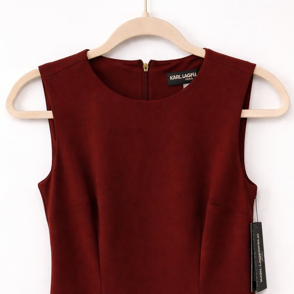 Karl Lagerfeld "Midnight Merlot" Pearl Fringe Sheath Dress | NWT | Size 2 - Picture 8 of 13
